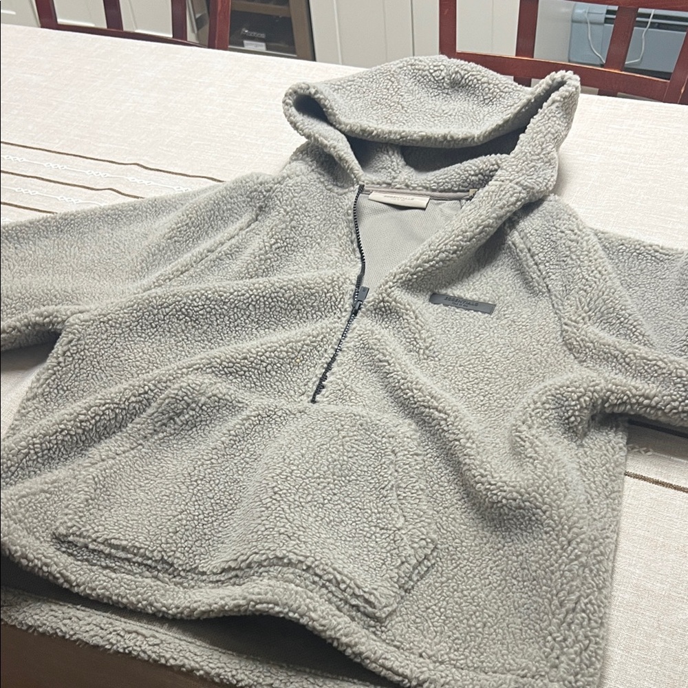 Essentials Kids Hooded Sherpa Pullover Jacket - Gray